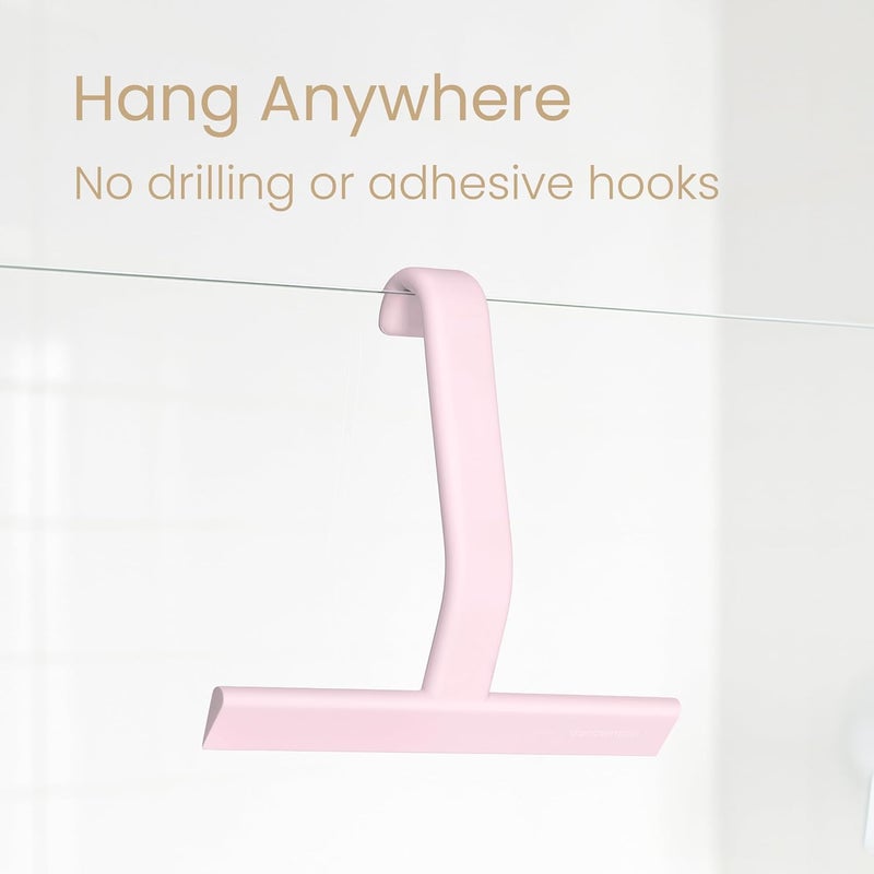 dancemoon JustHang Shower Squeegee for Glass Doors, All-one-Piece Silicone with Built-in Hook Design for Easy Hanging and Cleaning, 10 Inch Pink - Image 5